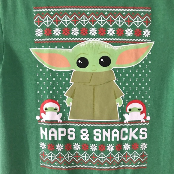 Star Wars Grogu Naps & Snacks Holiday Tee Shirt NWOT - Picture 3 of 5